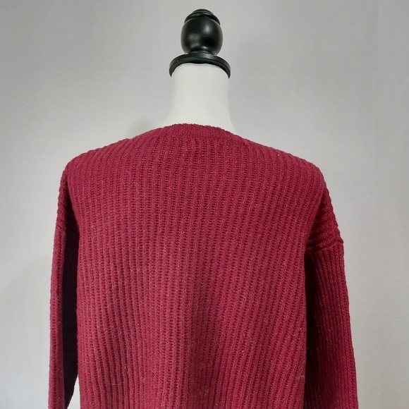 L.A Hearts Burgundy Crewneck Ribbed Knit Long Sleeve Pullover Sweater XS - Picture 7 of 10